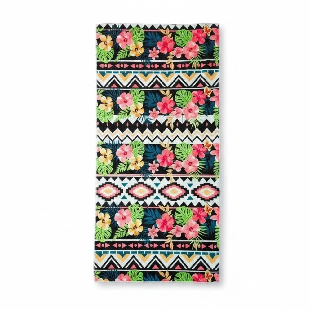 Boho Tropical Hibiscus Tribal Print Beach‎ Towel